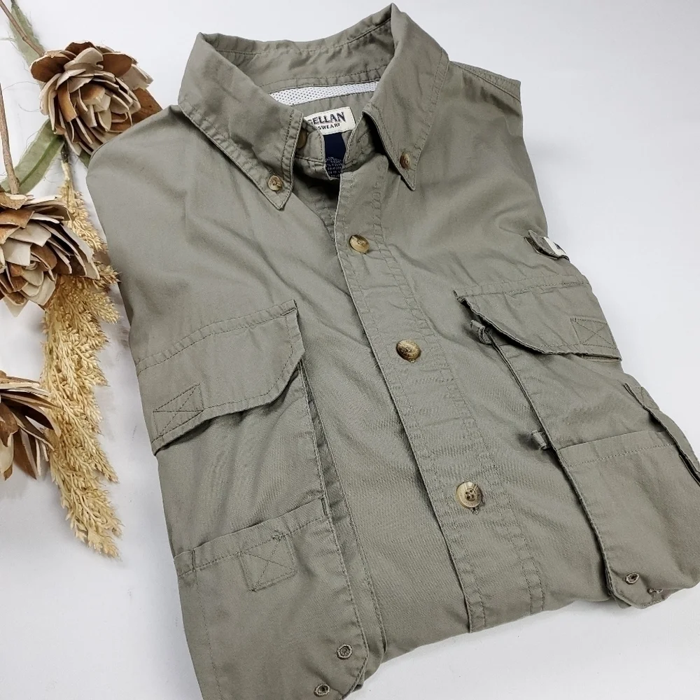 New Magellan Mens Cache Green Outdoor Shirt Med